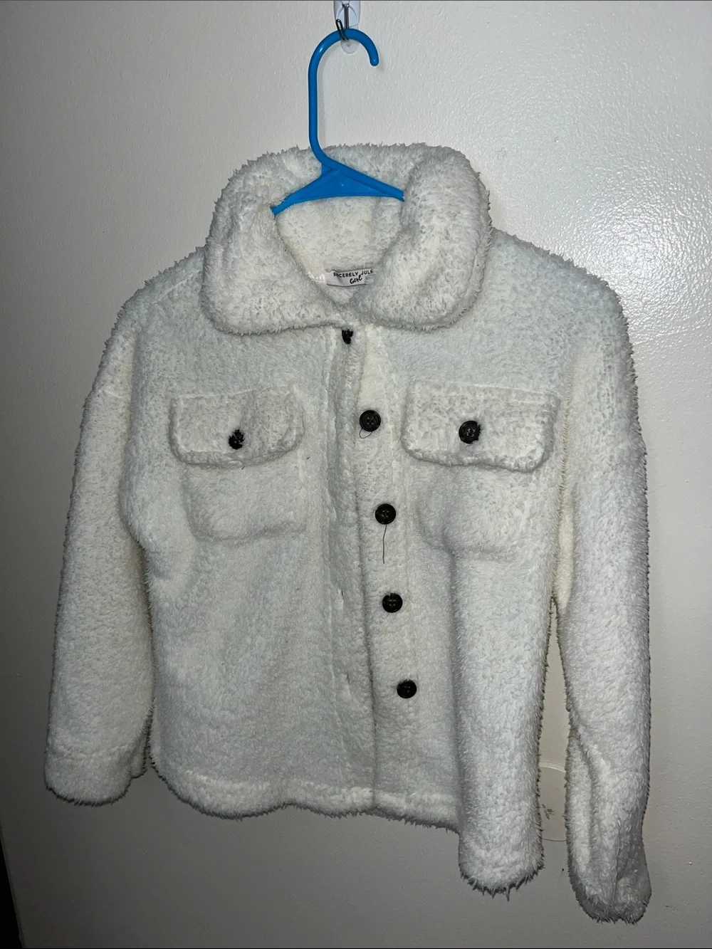 Sincerely Jules Cream Sherpa Button-Up Kids Jacket